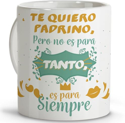 LolaPix Regalos para padrinos y madrinas. Tazas originales para regalar. Regalo padrino. Regalos para padrinos. Taza cerámica 330 ml.