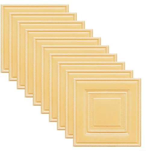 1/10 Stück 3D-Fliesen-Ziegel-Wandaufkleber, Selbstklebende Schaumstoffplatte, Papierwand, Schlafzimmer, Heimdekoration, wasserdicht (gelb)