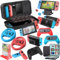 18 in 1 Switch Zubehörpaket wurde für Nintendo Switch Zubehörkonsolen entwickelt, einschließlich Gehäuse und Bildschirmschutz, Game Controller und Räder