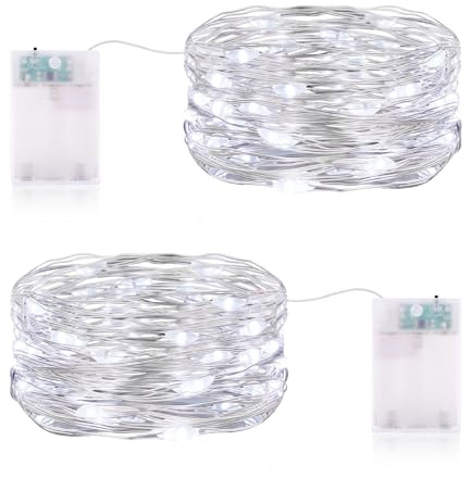 Lichterkette Batterie mit Timer, LED Mini Lichterkette Innen | 5M 50 LEDs Lichterketten Wasserdicht für Weihnachten, Halloween, Hochzeit und Party Indoor Deko Kaltweiß