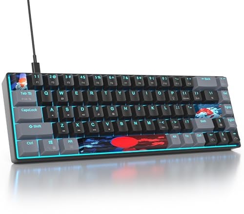SbocKeeb 60% Tastiera da Gioco Meccanica, 68 Tasti Compatto Tastiera Gaming 65 Percento TKL Retroilluminata RGB, Anti-ghosting, Layout QWERTY Americana per PC, Mac, PS4