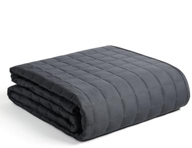 YNM Gewichtsdecke, 100 % Öko-Tex-zertifiziertes Baumwollmaterial mit hochwertigen Glasperlen (dunkelgrau, 122 cm x 183 cm, 6,8 kg), geeignet für eine Person auf Doppel- und Vollbett