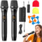 Krissake Rechargeable Wireless Microphones, Professional UHF Dual Microphones with Rechargeable Receiver, for Karaoke, Wedding, DJ, Party & Speech