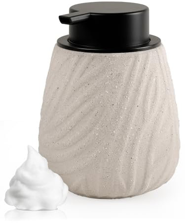 Autumnlife Foaming Soap Dispenser Ceramic - 14oz Foam Hand Soap Dispenser Bathroom, Natural Dish Dispenser with Pump, Refillable Foam Pump Bottles for Bathroom & Kitchen