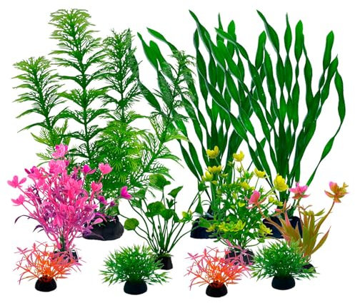 FENGQQKJ Acuario decorativo para acuario, accesorios para plantas, plantas acuáticas, acuarios, mini estanques, plantas de plástico, peces, tanques, tortugas, acuarios, decoraciones, color acuario, 11
