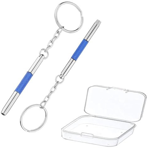 2 Pcs Mini Screwdriver for Glasses - 3-in-1 Keychain Tool Glasses Screwdrivers Set,for Glasses,Jewelry,Watches, & Electronics Repair