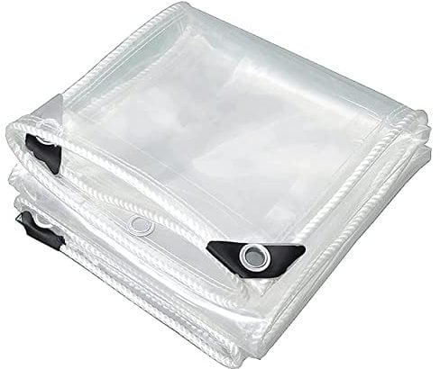Heavy Duty 5x6m Transparent Tarpaulin 0.3mm Waterproof Outdoor Tarp, Multifunctional Rain Cover for Balcony, Window, Tent with Eyelets, PVC Material