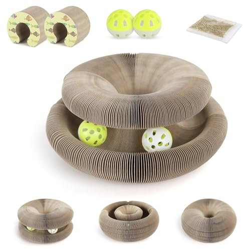 Nobleza - 2 Pack Magic Organ Juguete Rascador para Gatos - Juguete Interactivo de Cartón con Bola de Campana, Tabla de Rascar para Gatos de Interior, Ejercicio Mental y Físico