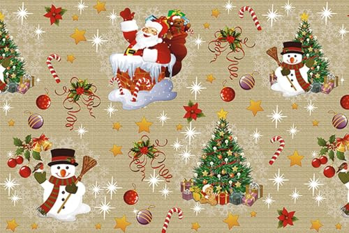 texpot Weihnachtsdecke 140 x 260 cm Weihnachten Gold Weihnachten abwaschbar Wachstuch Tischdecke