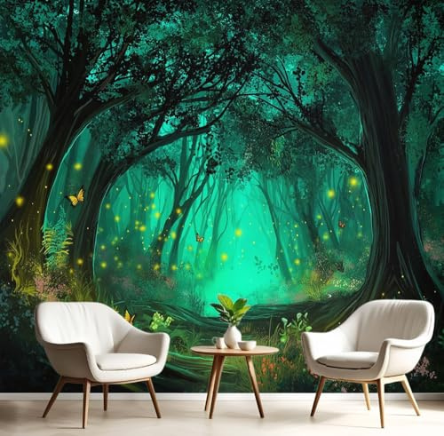 Murales 3D De Seda, Pintado Panorámico Bosque De Hadas Mural Para Artística, Papel Tapiz Fotomurales Naturaleza De Ensueño Decoración Póster De Pared Salón Dormitorio, 200 x 140cm