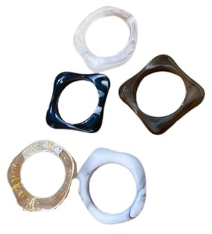 Snorvixre 5 Stück handwerkliche Acryl Ombres, stapelbare Ringe, Farbverlauf, marmorierte Designs, Bequeme Passform, Schmuck, Geschenk für Frauen und Mädchen, Accessoires in Pastellfarben