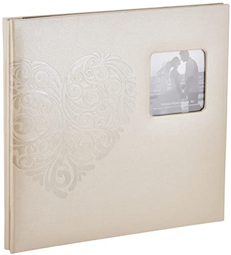 Pioneer Photo Albums MB-10EW Fotoalben mit geprägtem Kunstleder-Rahmen, Hochzeits-Erinnerungsbuch, 30,5 cm, Herz