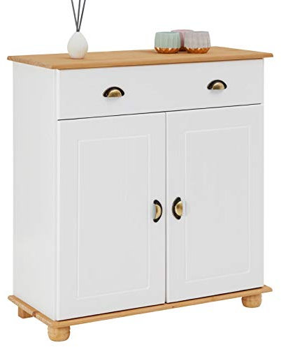 IDIMEX Kommode Vertiko Colmar, Highboard mit 1 Schublade und 2 Türen in Kiefer massiv weiß/braun
