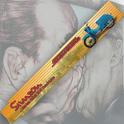 Ostalgie 2 Meter Zollstock - Simson Schwalbe – Der DDR Meterstab Gliedermaßstab für Ostalgiker und Fans für Ostprodukte Ost Produkte