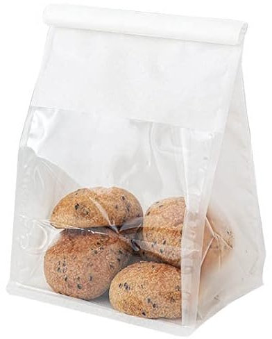Pack of 16 Kraft Paper Bag With Large Window, Bread Bag Kraft Paper Candy Bread Bag Toast Pastry Popcorn Bag Tin Buckle For Homemade Cupcakes Candy Coffee Popcorn (11 * 8.7 * 4.3 inches)