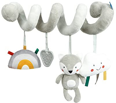 BYNYXI Baby Activity Spiral, Plüsch Spirale mit Tieranhänger Activity Spirale Baby Kinderwagen Spielzeug Krippe Rassel zum Greifen und Fühlen Babyschale Spielzeug für Babys Kleinkinder ab 0+ Monaten