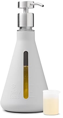 Dirty Labs | Erlenmeyer Glass Detergent Dispenser & Pump | Holds 40 Loads | Machine washable 375 mL glass, for Dirty Labs liquid laundry detergent