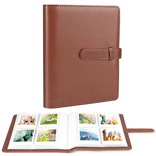 128 Pockets Photo Album for Polaroid Camera, for Fujifilm Instax Mini LiPlay 11 90 70 50S 26 25 9 8+ 8 7S Instant Camera, Polaroid Snap SnapTouch PIC-300 Z2300 Mint Zip Instant Camera (Brown)