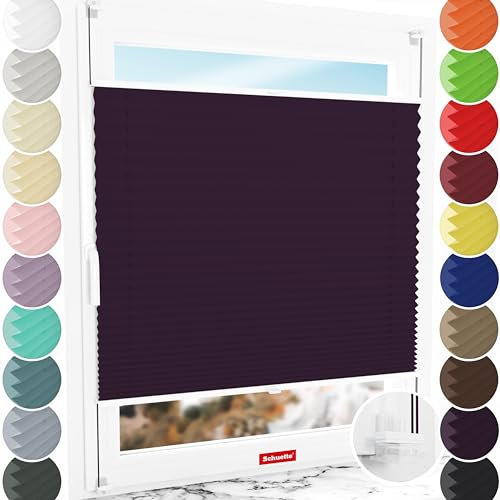 Schuette® Plissee ohne Bohren ● Thermo Kollektion: Violet Paradise (Violett) ● 65x120cm (Breite x Höhe) ● Suprafix Faltrollo Klemmfix 2.0 Rollo ● 60 Sekunden Plisseerollo Montage inkl. Video