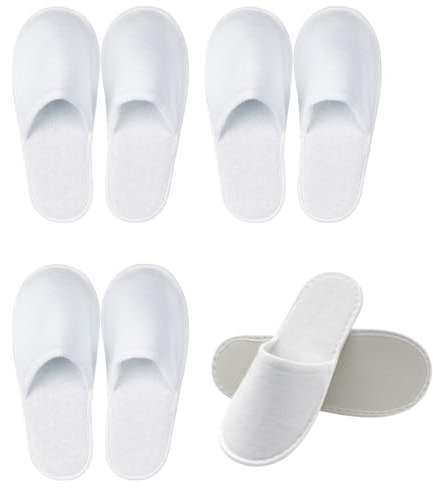 Toulifly Pantoufles Jetables pour Hôtel - Chaussons Invités en Tissu Non Tissé pour Hommes et Femmes - Idéal pour Spa, Voyage - Taille Universelle, 4 Paires
