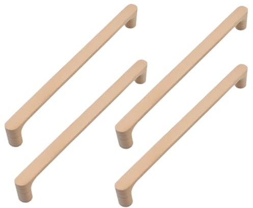 SANCHAKOU Schrankknöpfe 4 Stück Möbelzubehör Buchenlack Holz Doppelloch Einzelloch Holzgriff Schubladenschrank Lagerschrankgriff 256 Mm