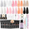PEACECOLOR 10 Colori Kit Ricostruzione Unghie, 16ML Gel Extension per Unghie Poligel Set con Top & Base Coat Slip Solution Kit Gel Ricostruzione Unghie Poly Unghie Gel Kit Unghie Gel Nail Art