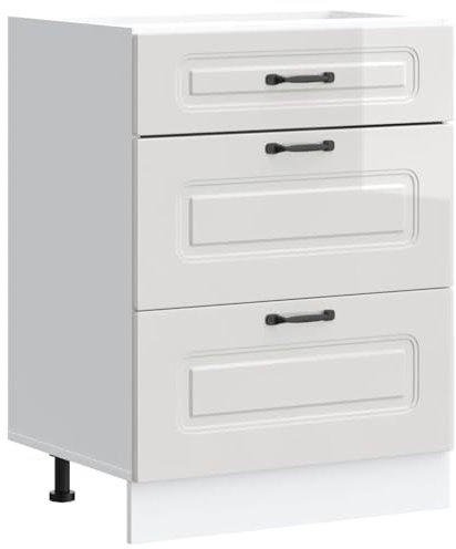 vidaXL Küchenunterschrank Kalmar Hochglanz-Weiß Holzwerkstoff, Spülenunterschrank, Schrank Küche, Lagerschrank, Unterschrank für Küche, Küchenzeile
