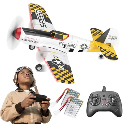 BEZGAR 3-Kanal RC Flugzeug, 6-Achsen-Gyro 2.4GHz Flugzeug ferngesteuert, ferngesteuerte Flugzeuge Remote Control Plane einfache Steuerung für Anfänger, Kinder, Erwachsene, HQ089 Gelb
