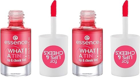 Essence Cosmetics What A Tint, Tinte Para Labios Y Mejillas, De Larga Duración, Resultado Inmediato, Natural, 4.9 ml (Paquete de 2)