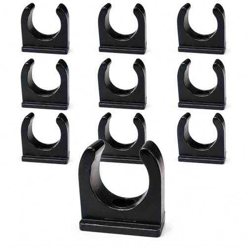 25mm Black PVC U-Clip Conduit Push-in Saddles - Pack of 10 | For securing compatible 25mm electrical conduit to walls and other surfaces