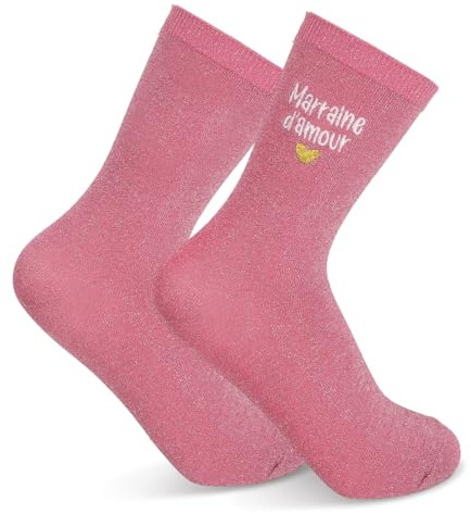 Zidoley Cadeau Marraine Meilleure Marraines Chaussettes Paillettes Coton Femme, Taille 36-42, Demande de Marraines Cadeau