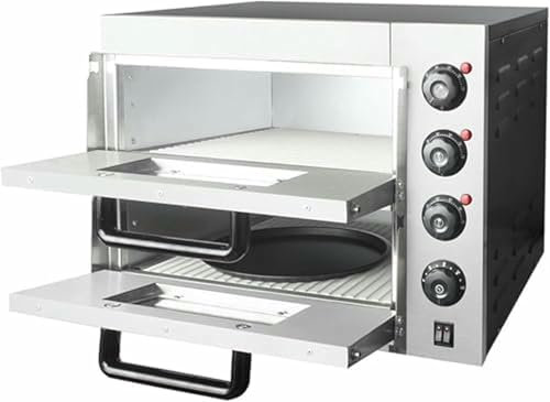 Electric Pizza Maker, Pizza Maker Double Deck Stone Base Electric Commercial Pizza Oven 3KW with Timer - Oven Pizza Maker for Home or Restaurant Use