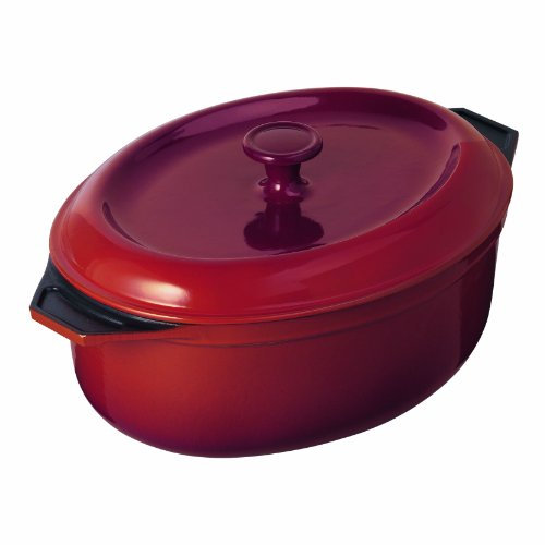 KUHN RIKON 37053 Kochgeschirr Bräter Eisenguss Vitrifeu Club Bratentopf oval rot 28cm innen und außen emailliert induktionsgeeignet