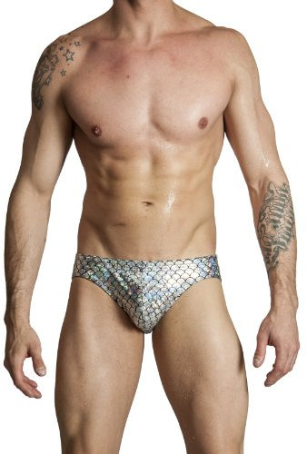 Gary Majdell Sport Herren-Bikini-Badeanzug mit Brustbeutel - Silber - X-Large