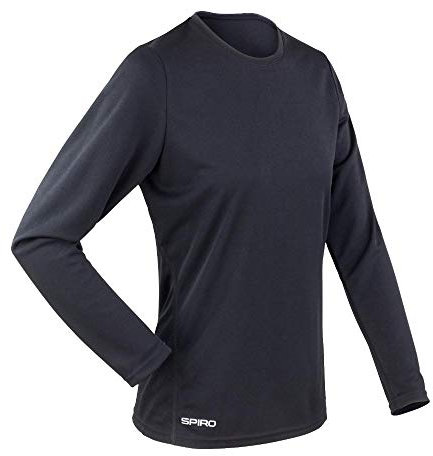 Spiro Women's Quick Dry Performance Short Sleeve T-Shirt - Black, Small