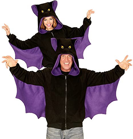 W WIDMANN MILANO Party Fashion - Kostüm Fledermaus, Fleecejacke mit Kapuze, Karneval, Mottoparty