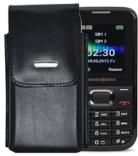 Vertikal Etui für / Swisstone SC 230 - Swisstone SC 225 / Köcher Tasche Hülle Ledertasche Vertical Case Handytasche mit einer Gürtelschlaufe auf der Rückseite