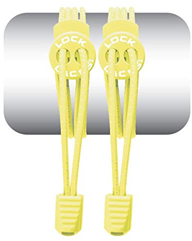 LOCK LACES 674740303259 Lacets élastiques Non noués Unisexe Adulte Jaune Fluo Taille Unique