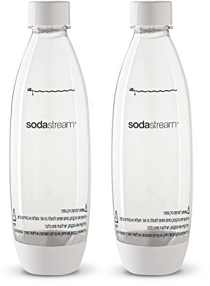 sodastream Sodastream Source, 2er-Pack originale, weiße, wiederverwendbare Sprudelwasserflaschen, 1 Liter, BPA-frei, passt nur in Sprudelwasserbereiter der Marken Play, Source, Power, Spirit und Fizz