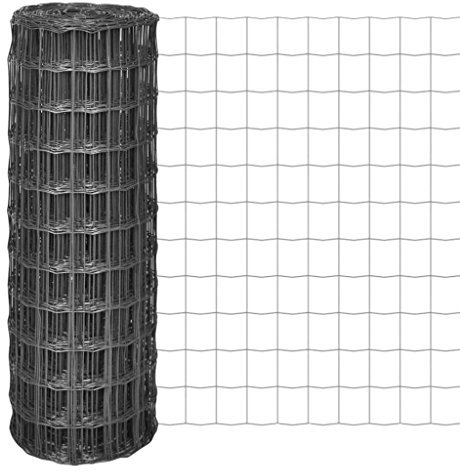 Festnight Gartenzaun Maschendraht Gitterzaun Schweißgitter 10×1 m mit 100×100 mm Maschenweite Stahl Grau