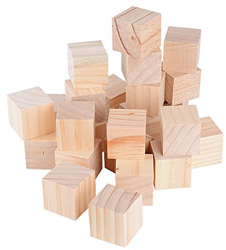 DEOMOR 24 Stück Holzwürfel 40mm Blanko Deko Bastelmaterial Quadrat Natur zum DIY Basteln Malen Handwerk Dekoration