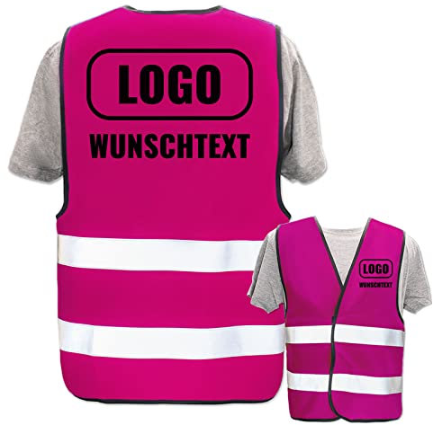 PixiPrints.com Hochwertige Warnweste mit Leuchtstreifen * Farbe: Pink (5XL) * OHNE Druck * Markenwesten * Klettverschluss