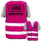 PixiPrints.com Hochwertige Warnweste mit Leuchtstreifen * Farbe: Pink (5XL) * OHNE Druck * Markenwesten * Klettverschluss