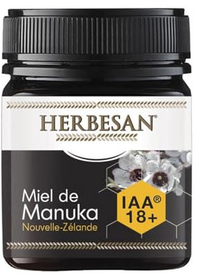 HERBESAN®- MIEL DE MANUKA ACTIF - IAA18+ (MGO696+)- Origine Nouvelle-Zélande garantie - 100% miel de manuka - Pot de 250G