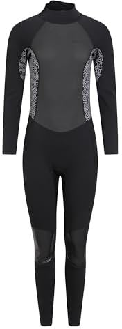 Mountain Warehouse Langer Damen-Neoprenanzug - Körper: 2.5mm, UPF 50+, Konturfit, verstellb. Ausschnitt, hält Körperwärme, einteilig Schwarz Damengröße EU 40-42