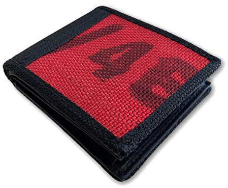 Roter Hahn 112 Feuerwehr Schlauch Geldbörse/ROT/Portemonnaie Geldtasche Portjuchhe Brieftasche Geldbeutel / 125 x 95 x 20 mm/Original gebrauchtem Feuerwehrschlauch