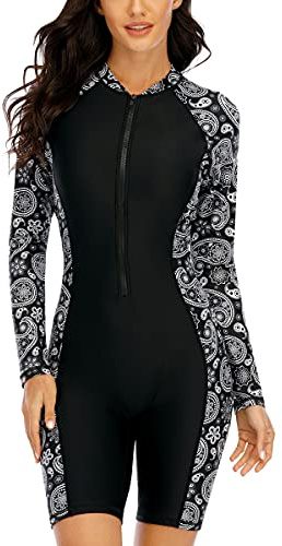 Halcurt UV Shirt Damen mit BH Langarm Badeanzug UPF 50+ Rash Guard L