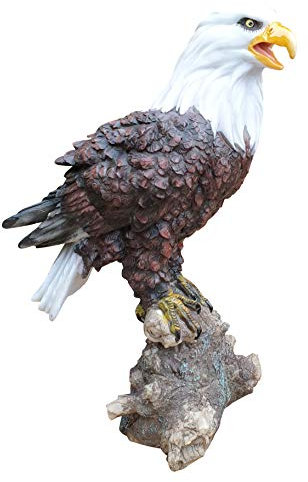 Fachhandel Plus Adler Figur Garten Weißkopfseeadler auf Fels Greifvogel