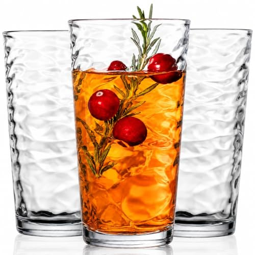 Glaver's Drinking Glasses Set of 10 Highball Glass Cups, 17 Oz Cooler Glassware. Home and Bar Everyday Basic Drinkware Elegant Kitchen Glasses for Water, Juice, Cocktails, Iced Tea.
