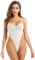 Oyolan Body String Sexy Femme Dentelle Micro Bikini Ficelle Dos Nu Lingerie Erotique Body Col V Décolleté Plongeant Monokini Maillot de Bain Type B Blanc Taille Unique